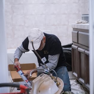 Bathroom fixture installation in progress